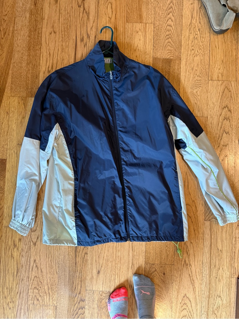 Fila Men's Navy and Light Gray Colorblock Windbreaker